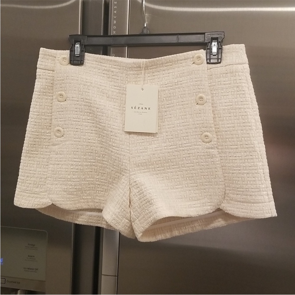 SEZANE Sailor-style Paula Short in Ondule Ecru Jacquard sz US8 / FR40 RARE, NWT - Picture 5 of 13